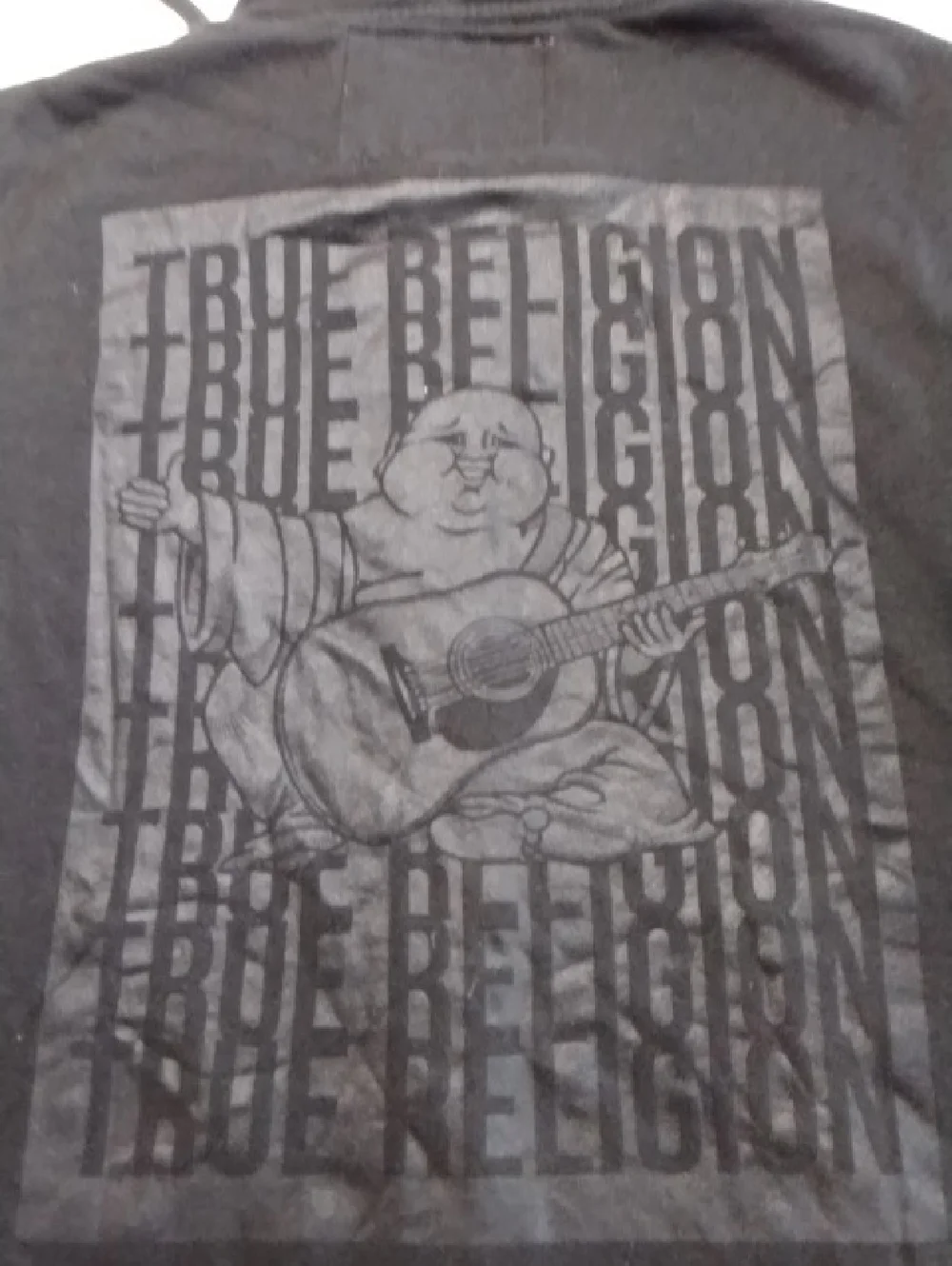 True Religion Black Zip-Up Hoodie W/Great Back Hit , L , $44